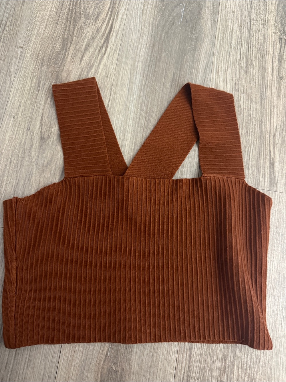 Altar'd State Strapless Ribbed Knit Dress in Rust Brown